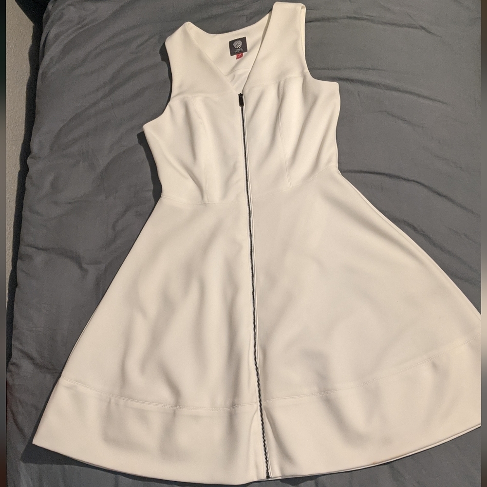 Vince Camuto White Zip Up Dress